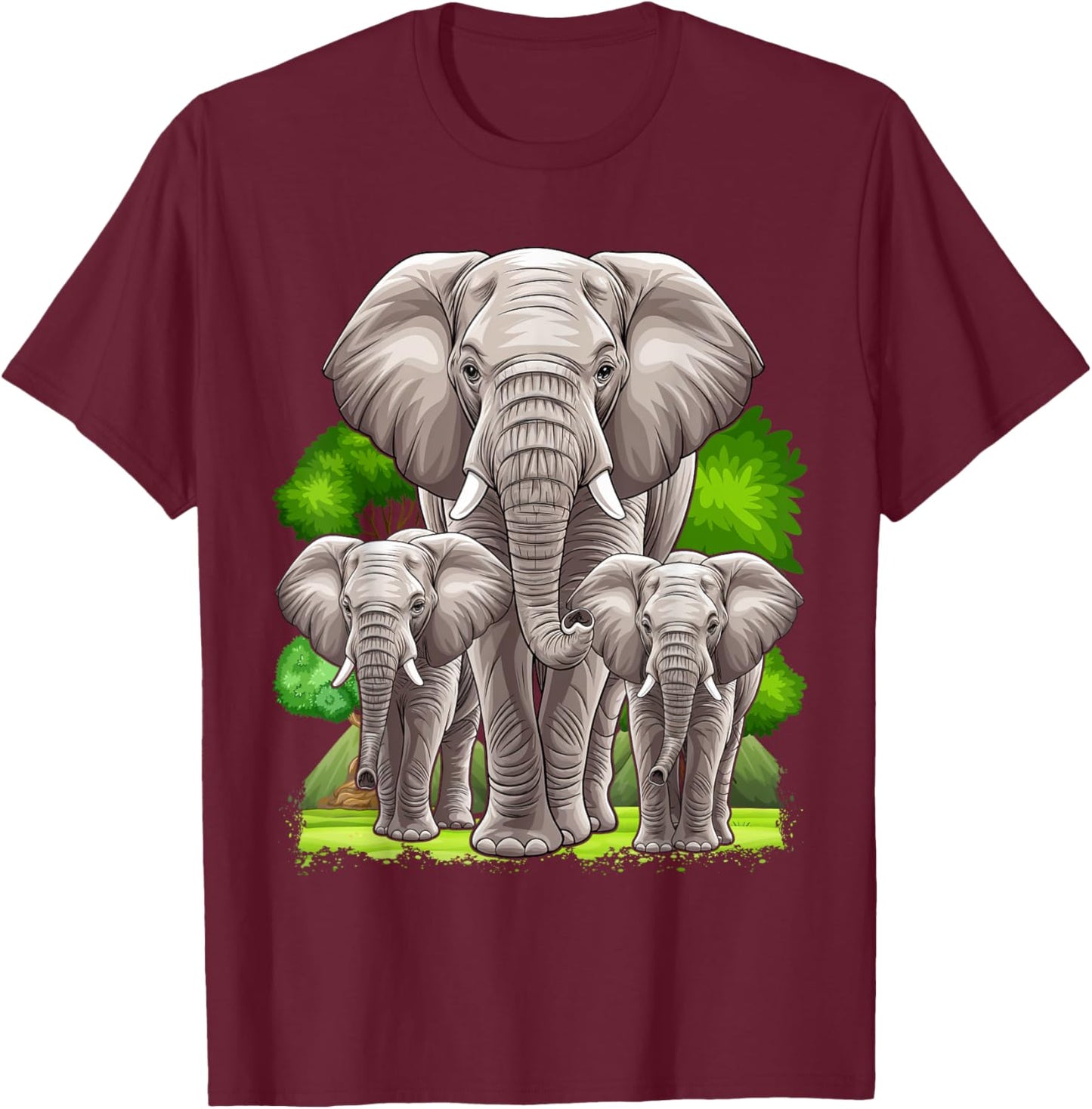 Elephant Family Africa Safari Zoo Keeper Elephant T-Shirt - T-Shirt | Maroon