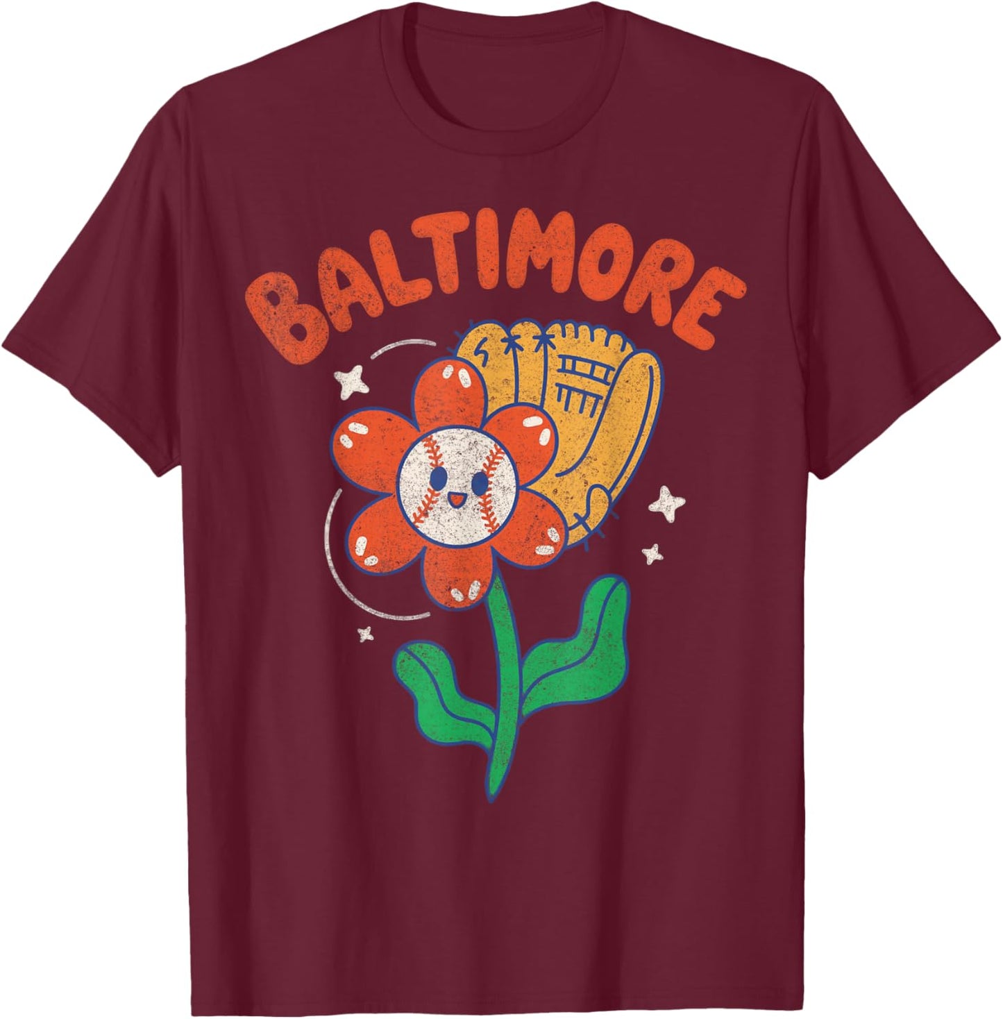 Baltimore Flower T-Shirt - T-Shirt | Maroon