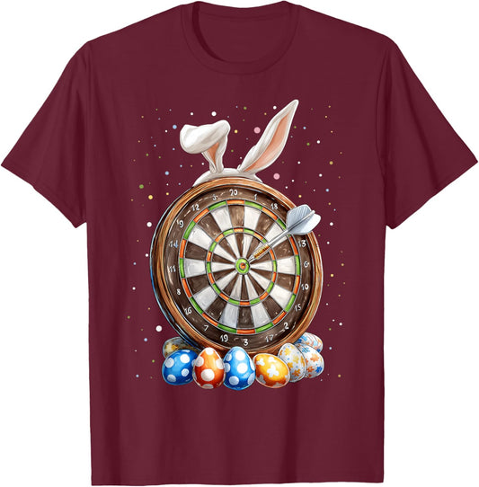 Dartspieler Osterhase Eier Hasenohren T-Shirt - T-Shirt | Maroon