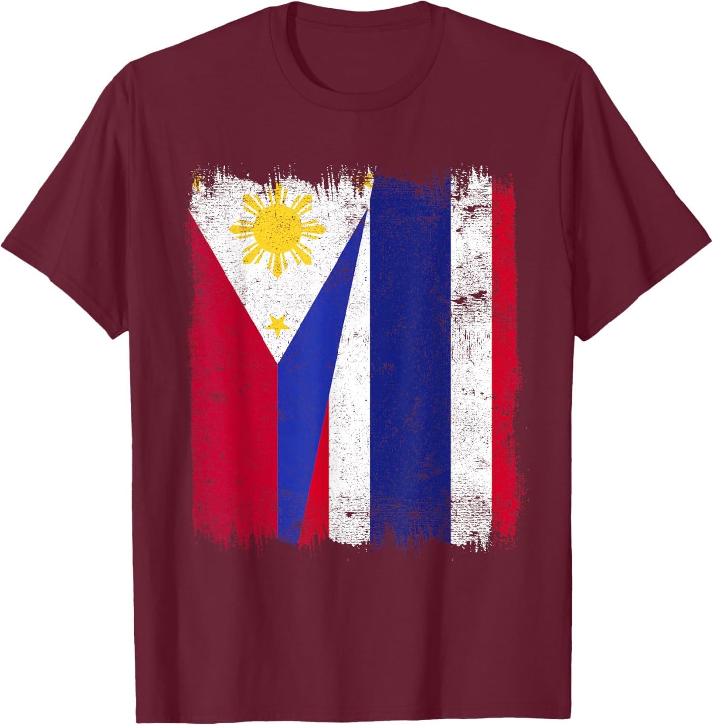 Philippines Thailand Half Flag Filipino Thai Roots T-Shirt - T-Shirt | Maroon