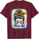 Messy Bun Woman & Monster Truck Mom Life Happy Tie Dye T-Shirt - T-Shirt | Maroon