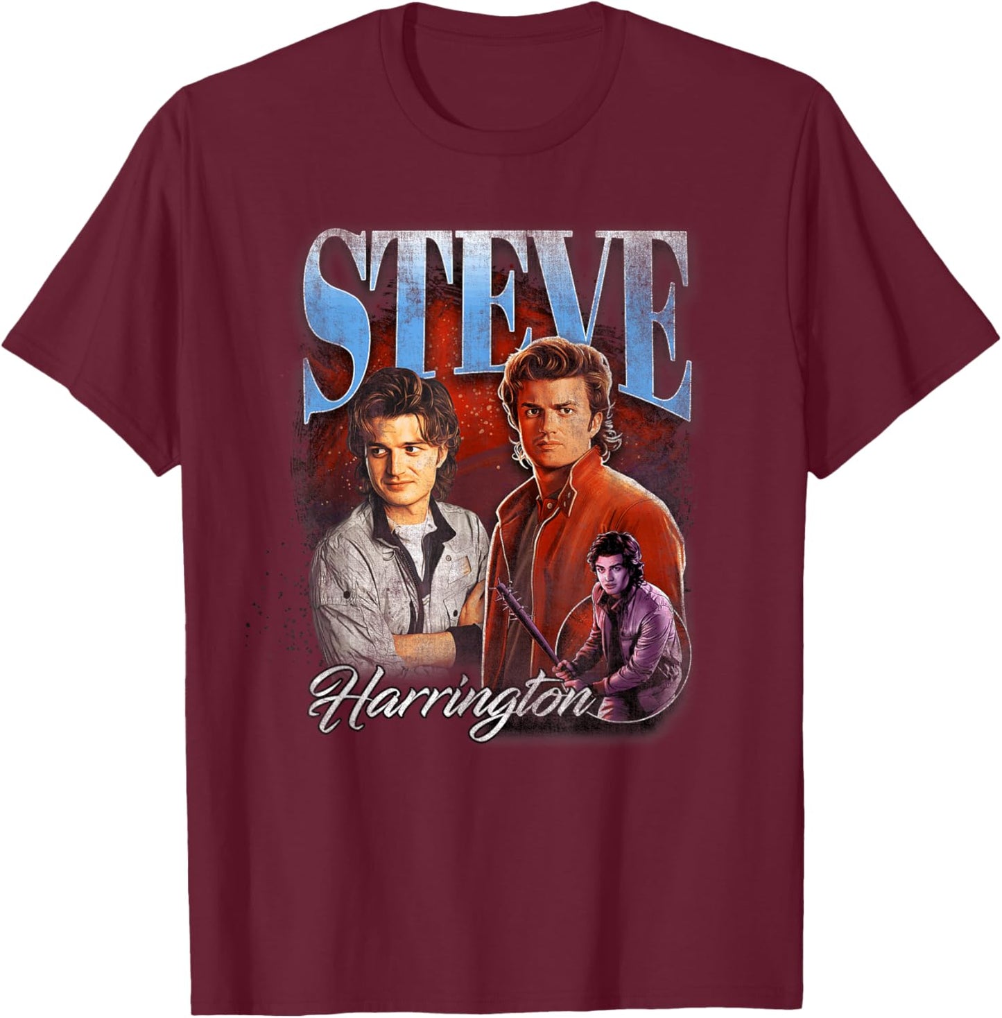 Stranger Things Steve Homage T-Shirt - T-Shirt | Maroon