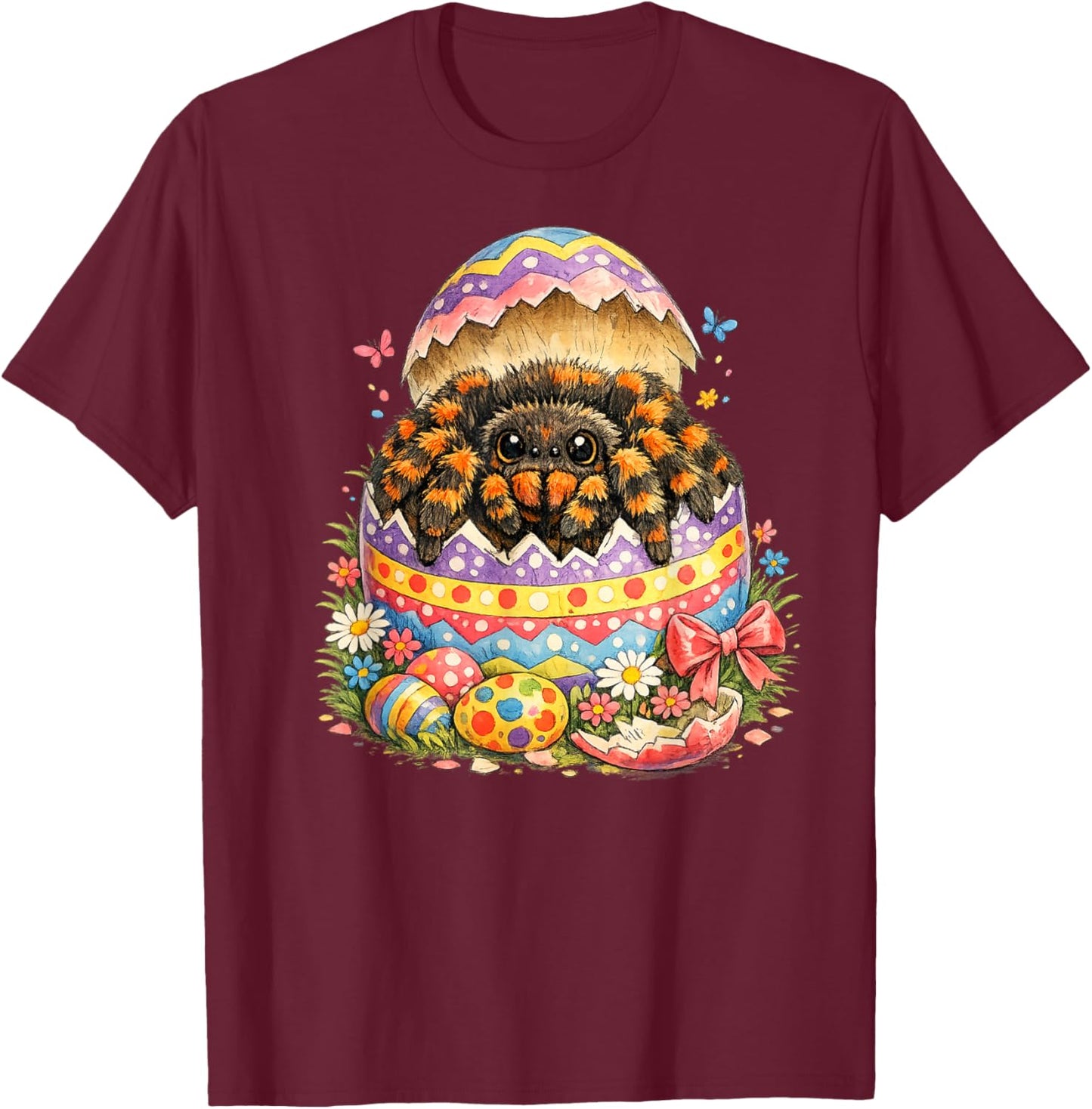 Tarantula Easter Egg Hatched | Cute Spider Spring Surprise T-Shirt - T-Shirt | Maroon