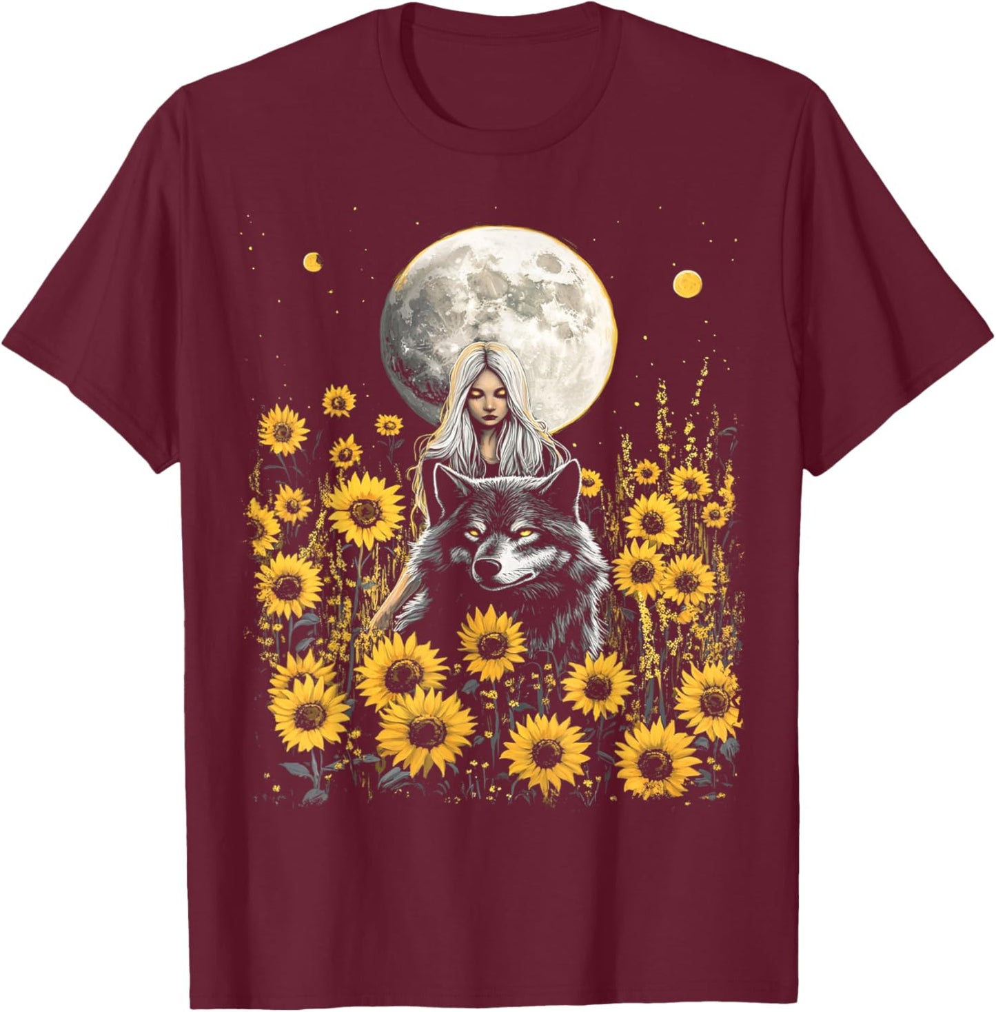 Women's Sunflower Designer T-Shirt - T-Shirt | Maroon