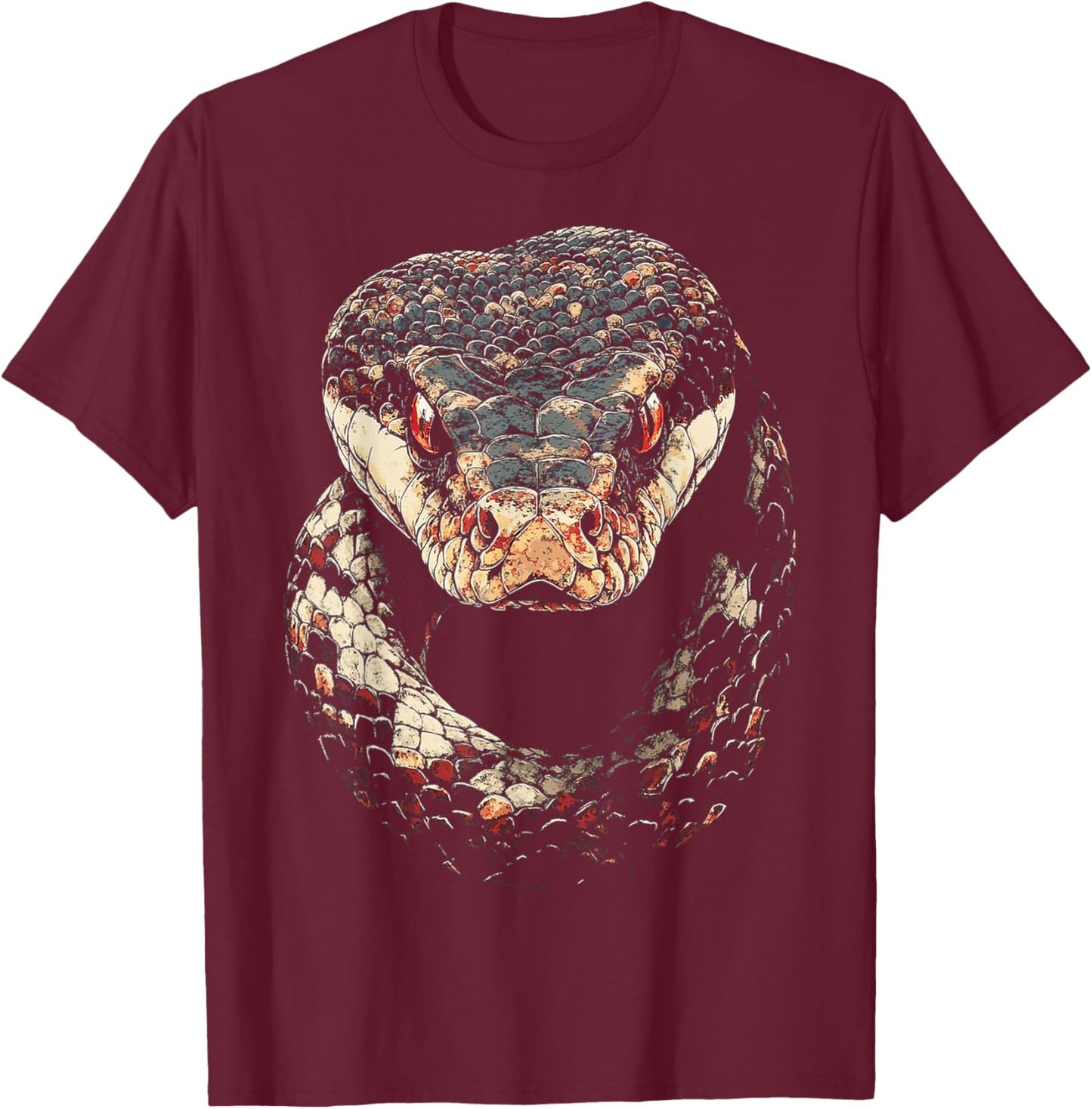 Rattlesnake Snake Graphic Art Rattlesnake T-Shirt - T-Shirt | Maroon