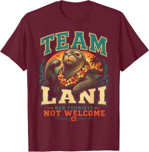 Team Lani Hawaiian Monk Seal Sports Style Wildlife Pride T-Shirt - T-Shirt | Maroon