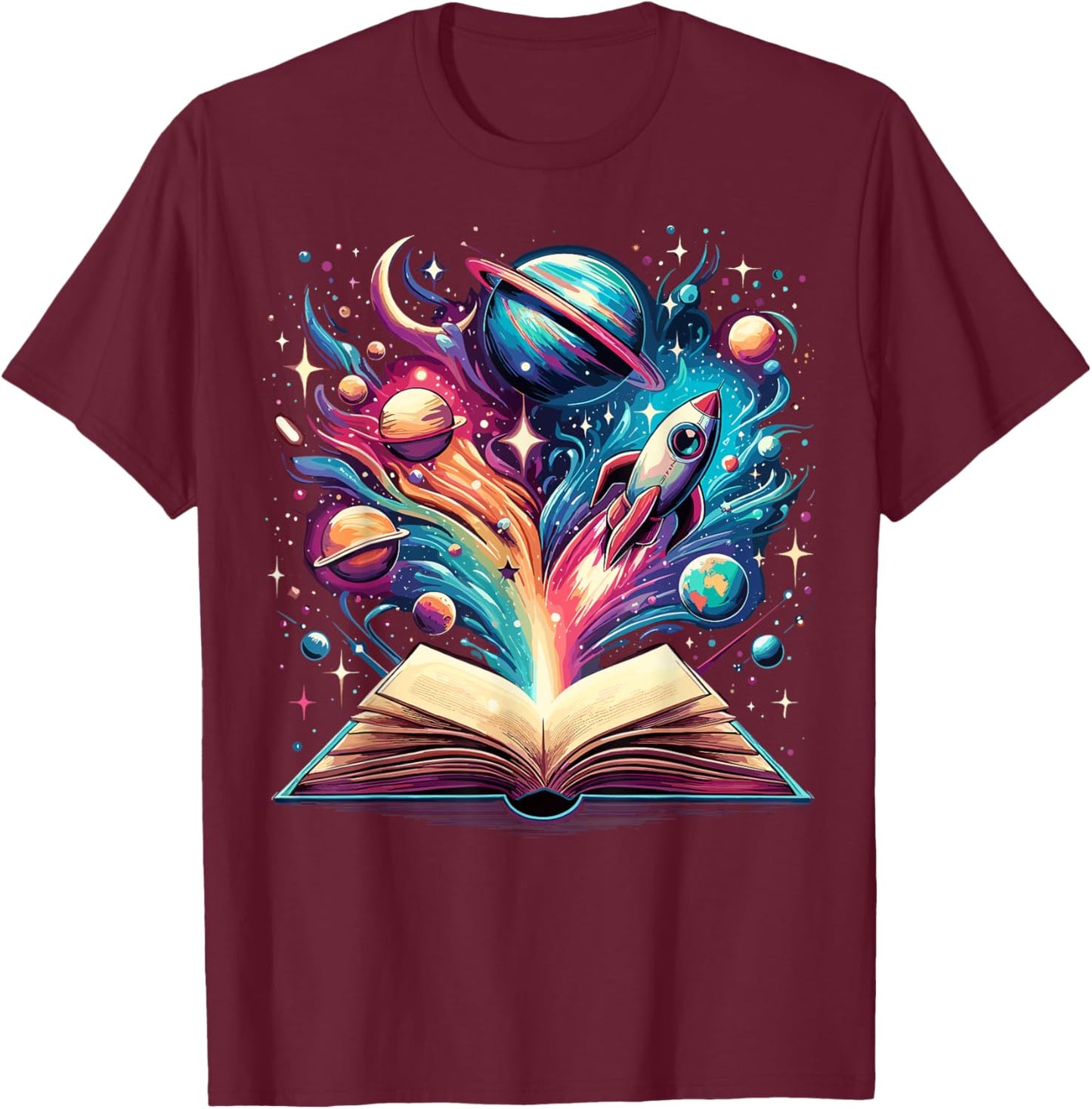 Astronomy Space Lover Books Bookworm T-Shirt - T-Shirt | Maroon