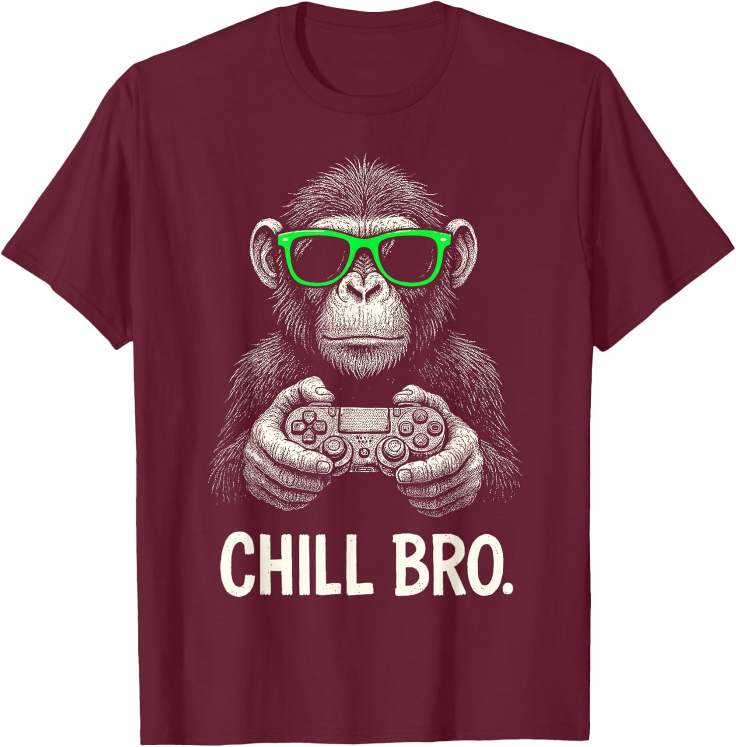 Chill Bro Cooler AFFE mit Sonnenbrille Gamer Geschenk Lustig T-Shirt - T-Shirt | Maroon