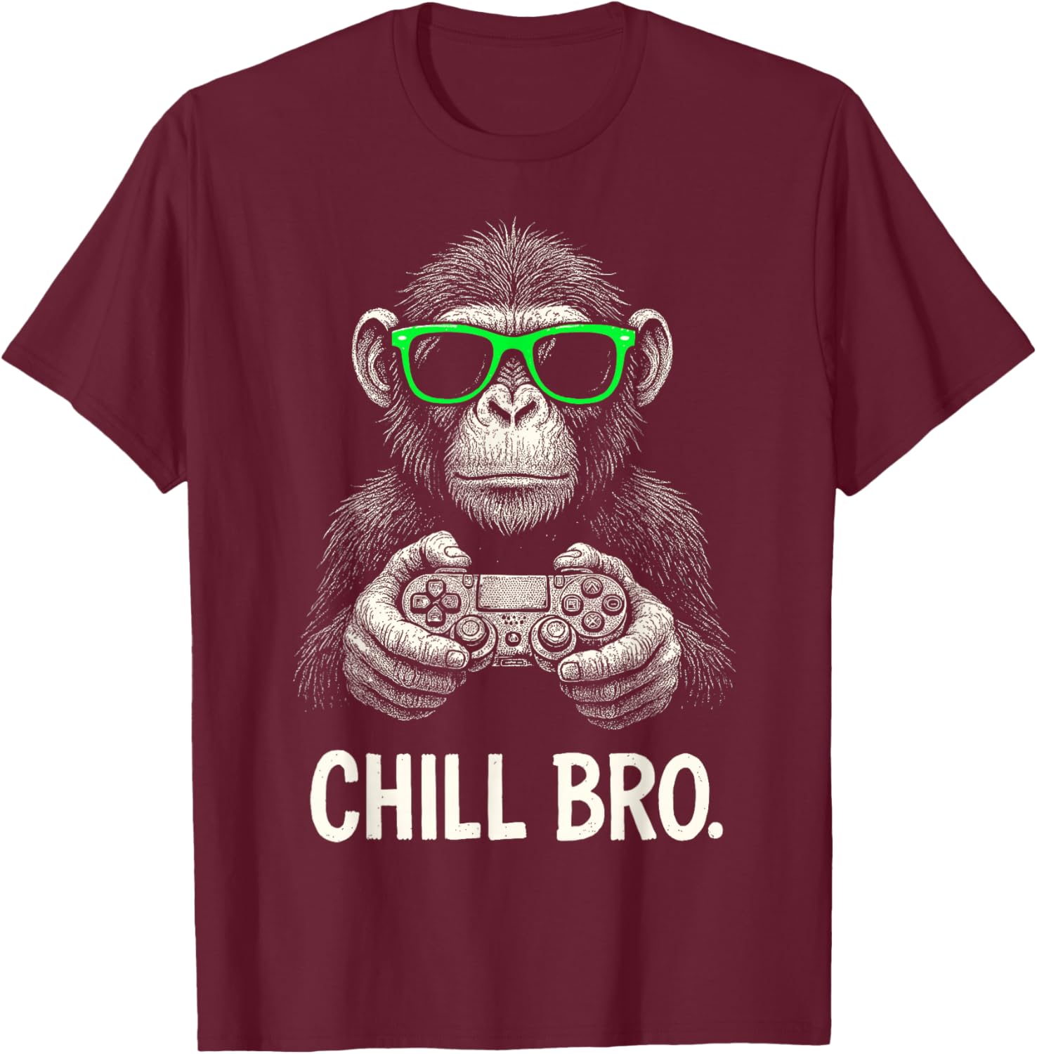 Chill Bro Cooler AFFE mit Sonnenbrille Gamer Geschenk Lustig T-Shirt - T-Shirt | Maroon