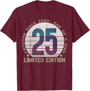 25 Year Old Gifts Vintage 2000 Limited Edition 25th Birthday T-Shirt - T-Shirt | Maroon