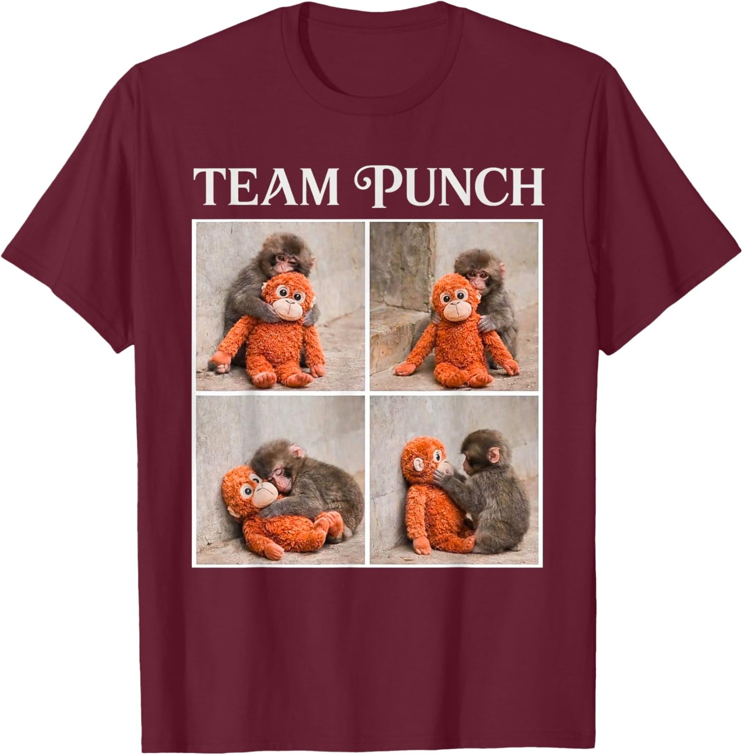 Cute Baby Monkey Team Punch T-Shirt - T-Shirt | Maroon