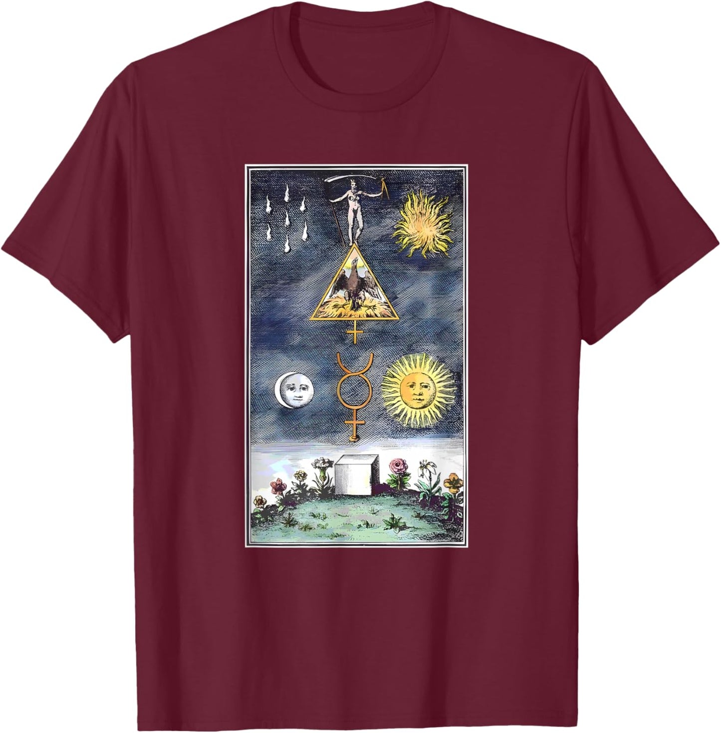 Alchemical Great Work Spiritual Transformation T-Shirt - T-Shirt | Maroon