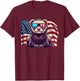 Ferret Pets Lovers Patriotic America Flag Sunglasses Vintage T-Shirt - T-Shirt | Maroon