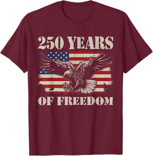 250 Years of Freedom Eagle USA Patriotic Pride T-Shirt - T-Shirt | Maroon