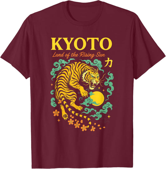 Ukiyo Frog Dragon Samurai Tiger Asia Japan Tiger T-Shirt - T-Shirt | Maroon