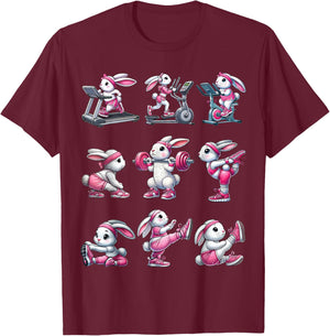 Easter Bunny Fitness Collection Gym Workout Weightlifting T-Shirt - T-Shirt | Maroon