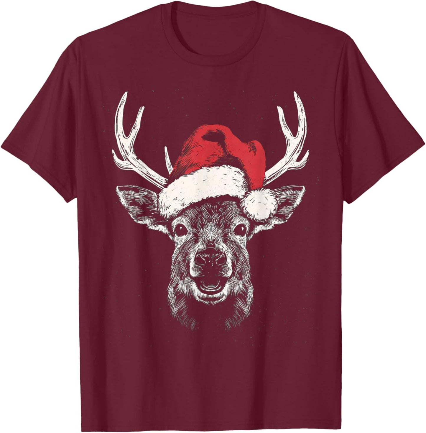 Reindeer Christmas Dark Brown T-Shirt - T-Shirt | Maroon