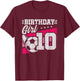 10 Year Old Soccer Birthday - Girls 10th Birthday Soccer T-Shirt - T-Shirt | Maroon