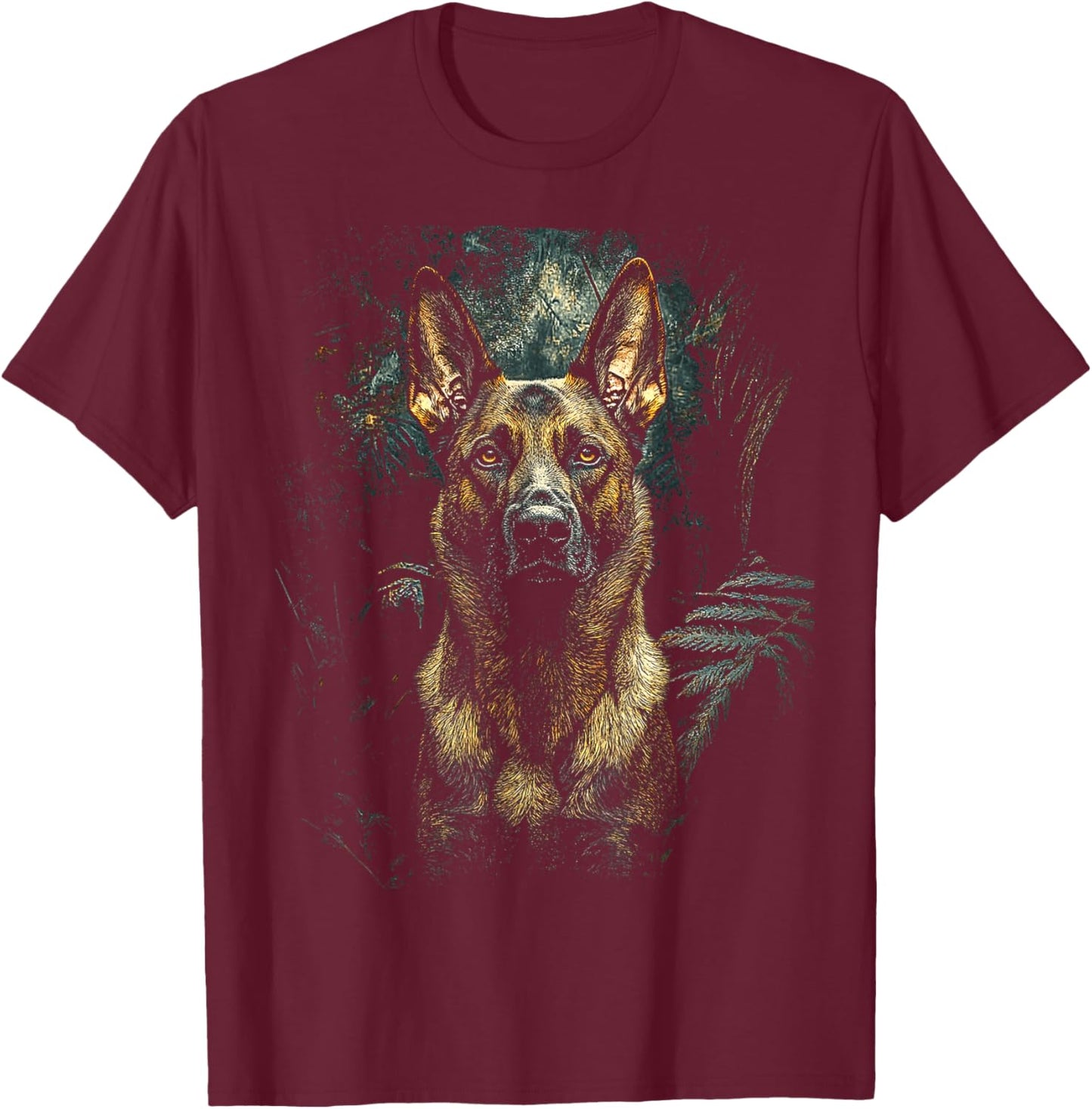 Belgian Malinois Dog Design , Black, S T-Shirt - T-Shirt | Maroon