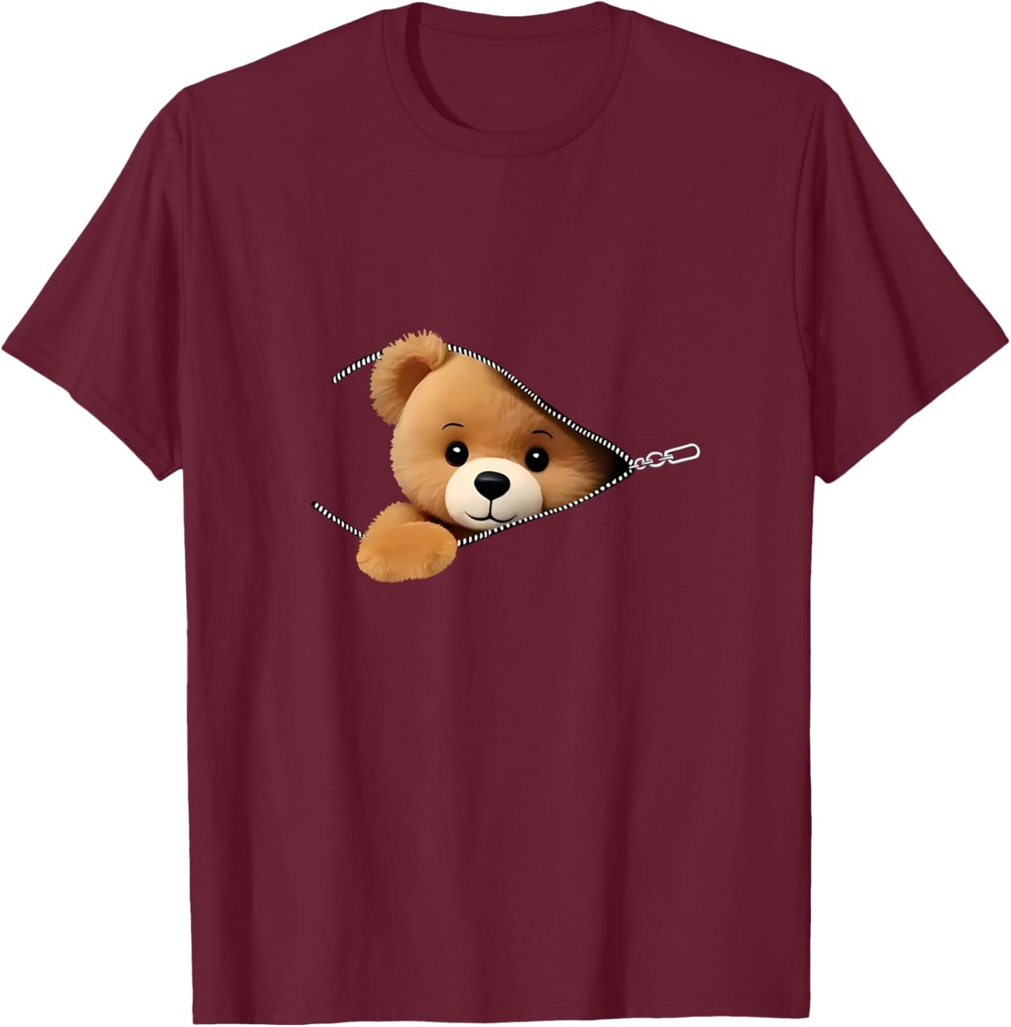 Imprimé Ours Fermeture Éclair Manche Longue T-Shirt - T-Shirt | Maroon