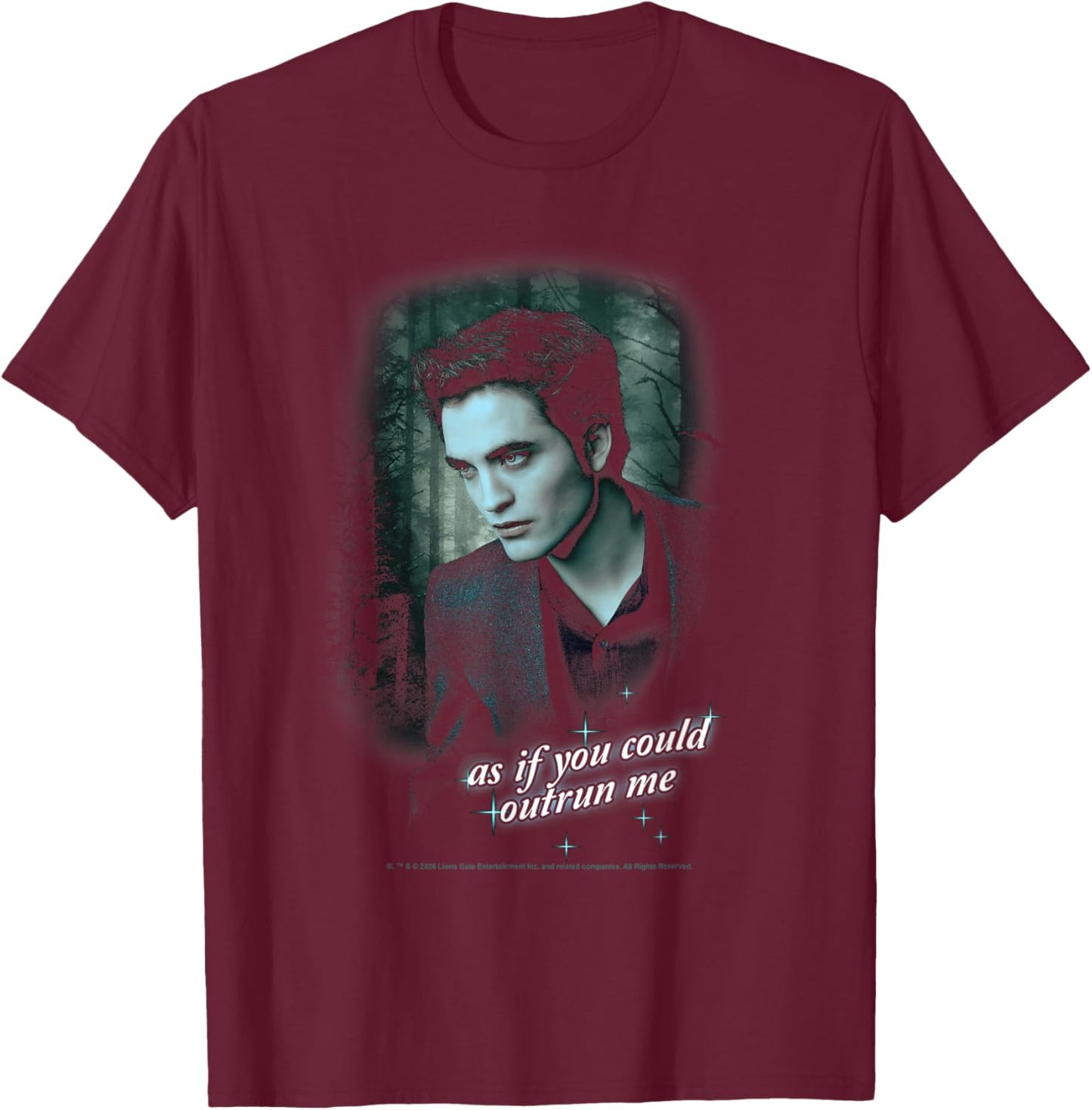 Twilight Edward As If You Could Outrun Me Forest Scene Movie T-Shirt - T-Shirt | Maroon