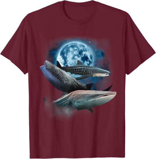 Whale Shark Shirt - Howling at the Moon Whale Shark T-Shirt - T-Shirt | Maroon