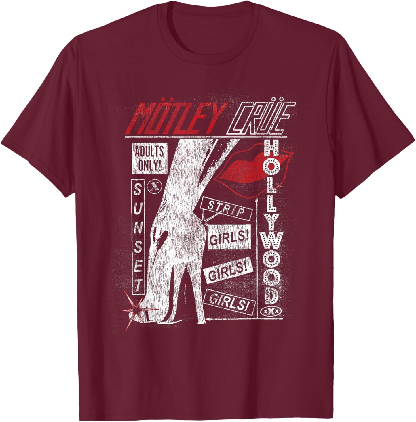 Mötley Crüe GGG Sunset Exclusive T-Shirt - T-Shirt | Maroon
