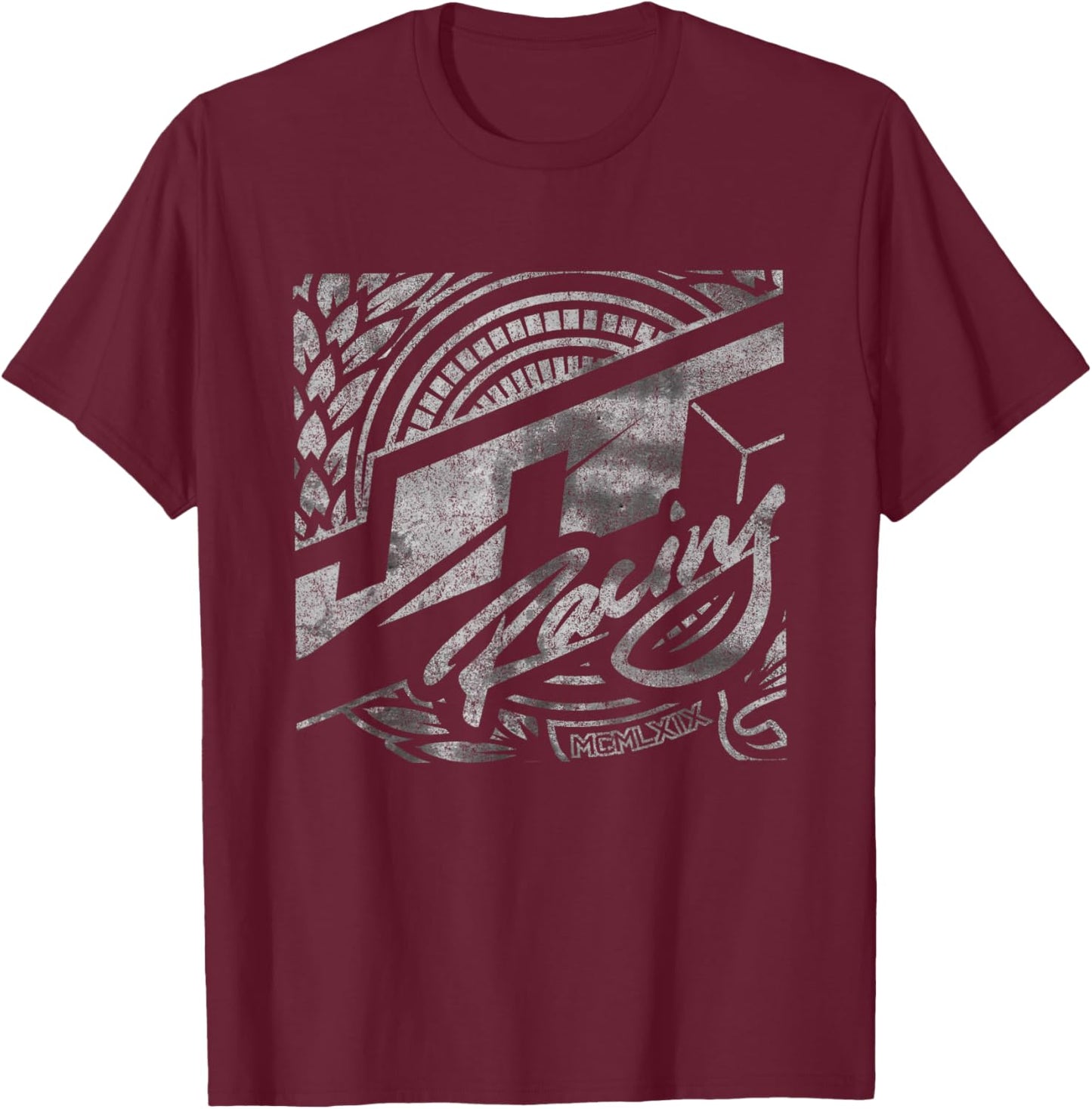 JT Racing 1969 Silver Logo T-Shirt - T-Shirt | Maroon