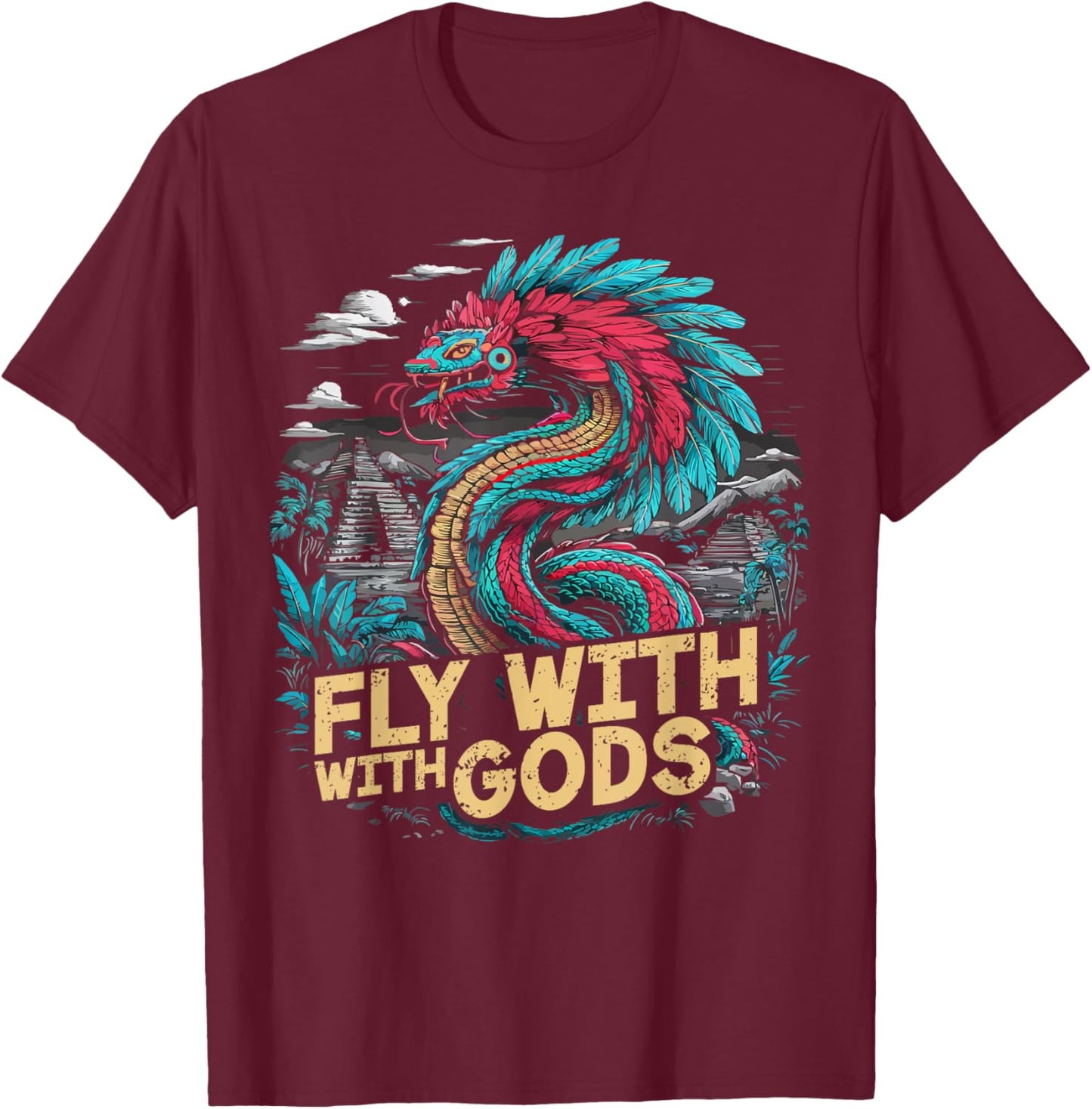 Aztec God Aztec Culture Mayan Indigenous Quetzalcoatl T-Shirt - T-Shirt | Maroon