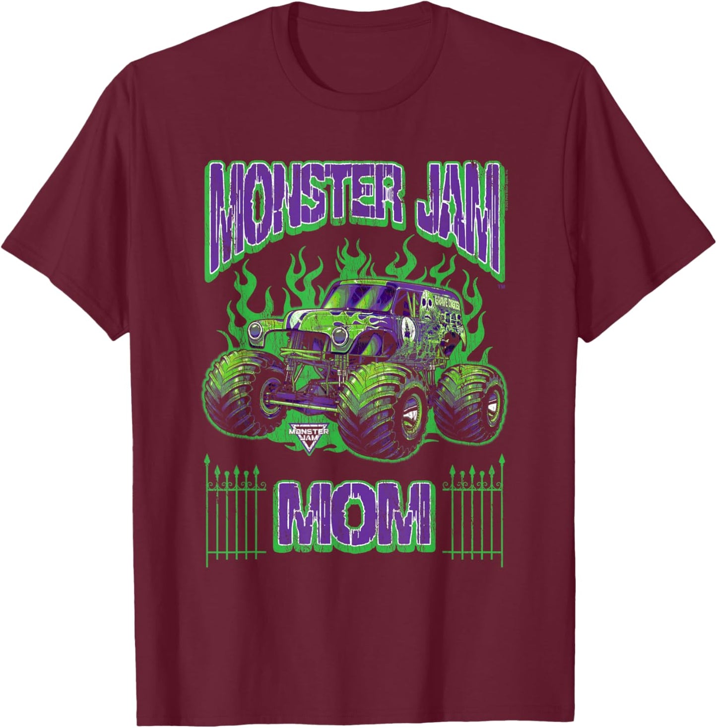 Monster Jam Grave Digger Mom Family Motorsports T-Shirt - T-Shirt | Maroon