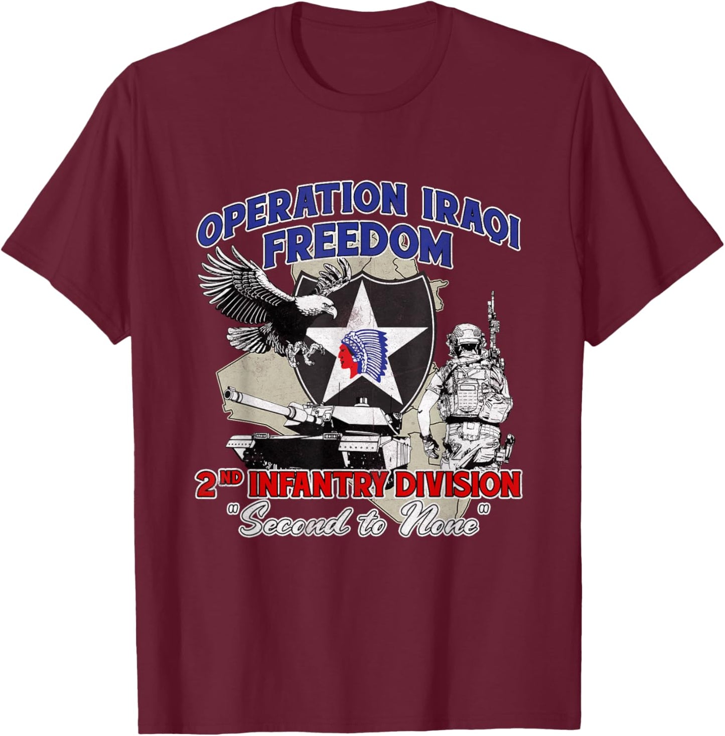 2nd Infantry Division - Operation Iraqi Freedom OIF Veteran T-Shirt - T-Shirt | Maroon