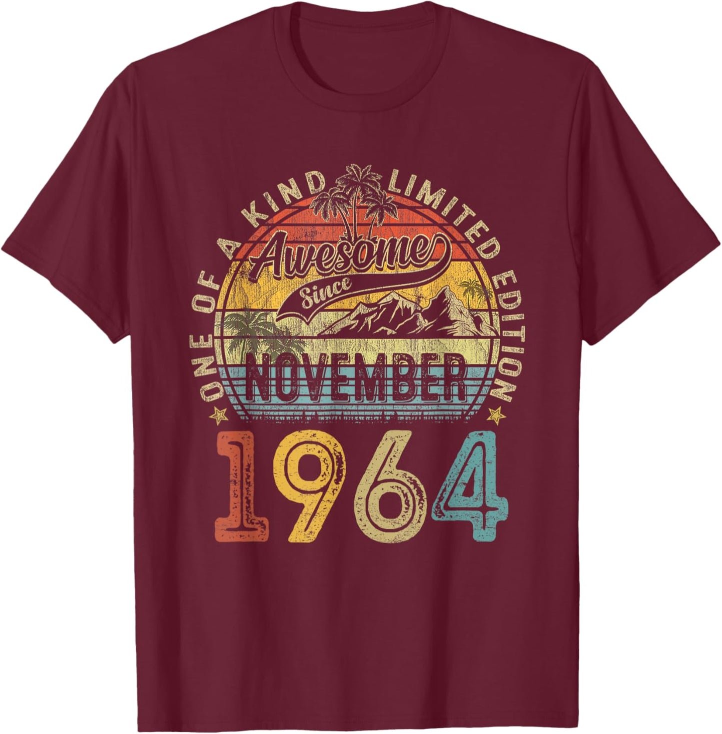 Vintage November 1964 60 Years Old 60th Birthday Gifts Women T-Shirt - T-Shirt | Maroon