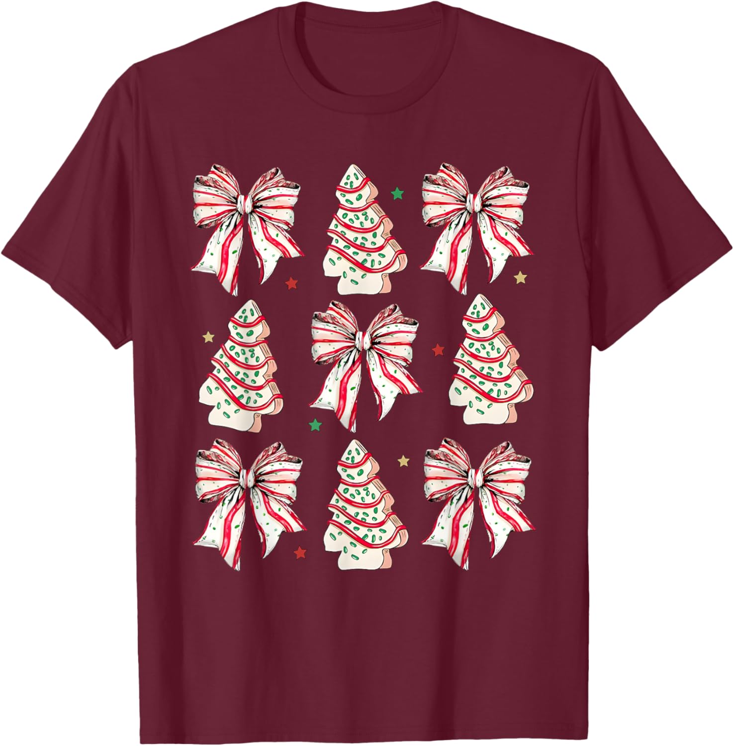 Coquette Bow Christmas Debbie Becky Jen Cake Lovers Girls T-Shirt - T-Shirt | Maroon