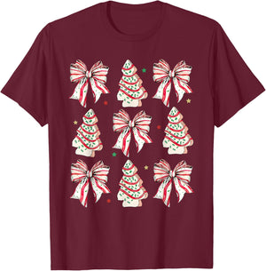 Coquette Bow Christmas Debbie Becky Jen Cake Lovers Girls T-Shirt - T-Shirt | Maroon