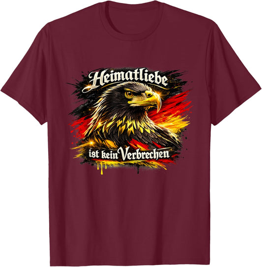 Heimatliebe ist kein Verbrechen - Adler Schwarz Rot Gold T-Shirt - T-Shirt | Maroon