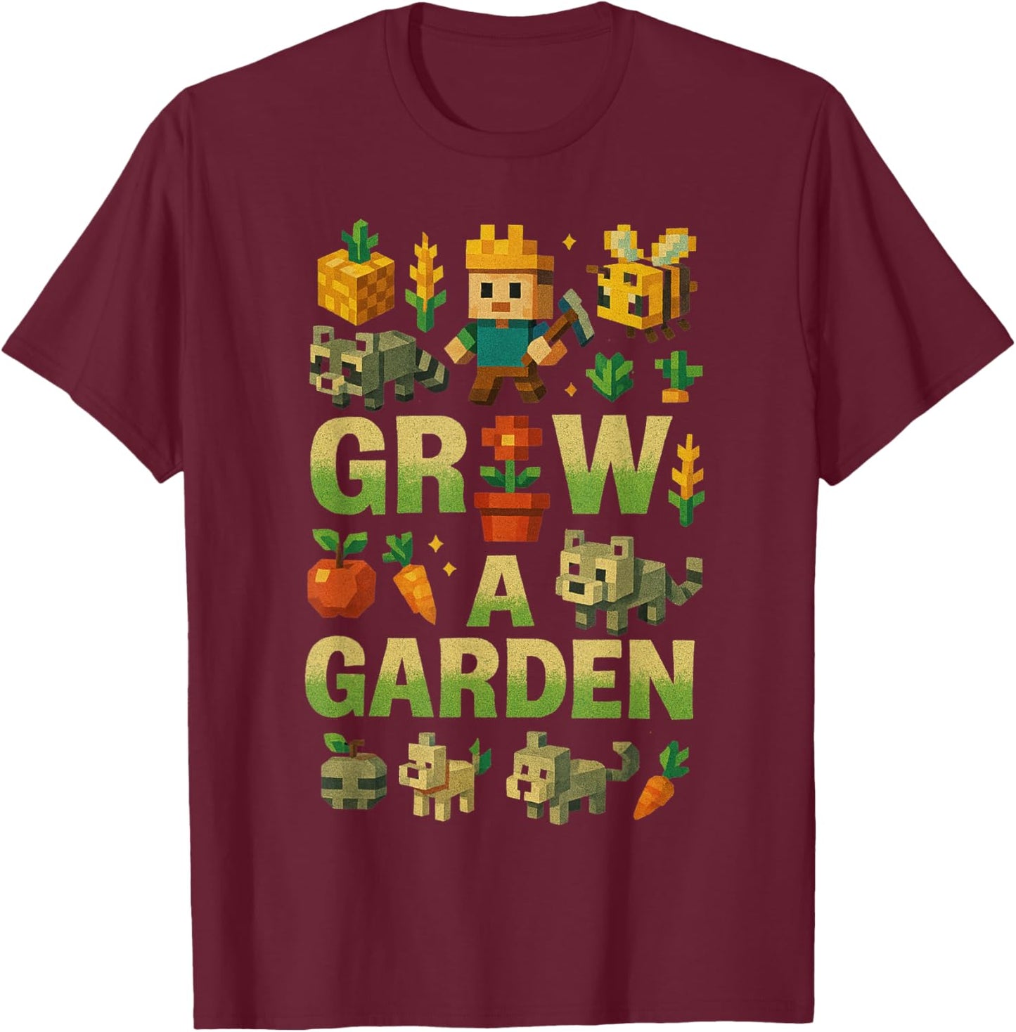 Grow a Garden Game Merch T-Shirt - T-Shirt | Maroon