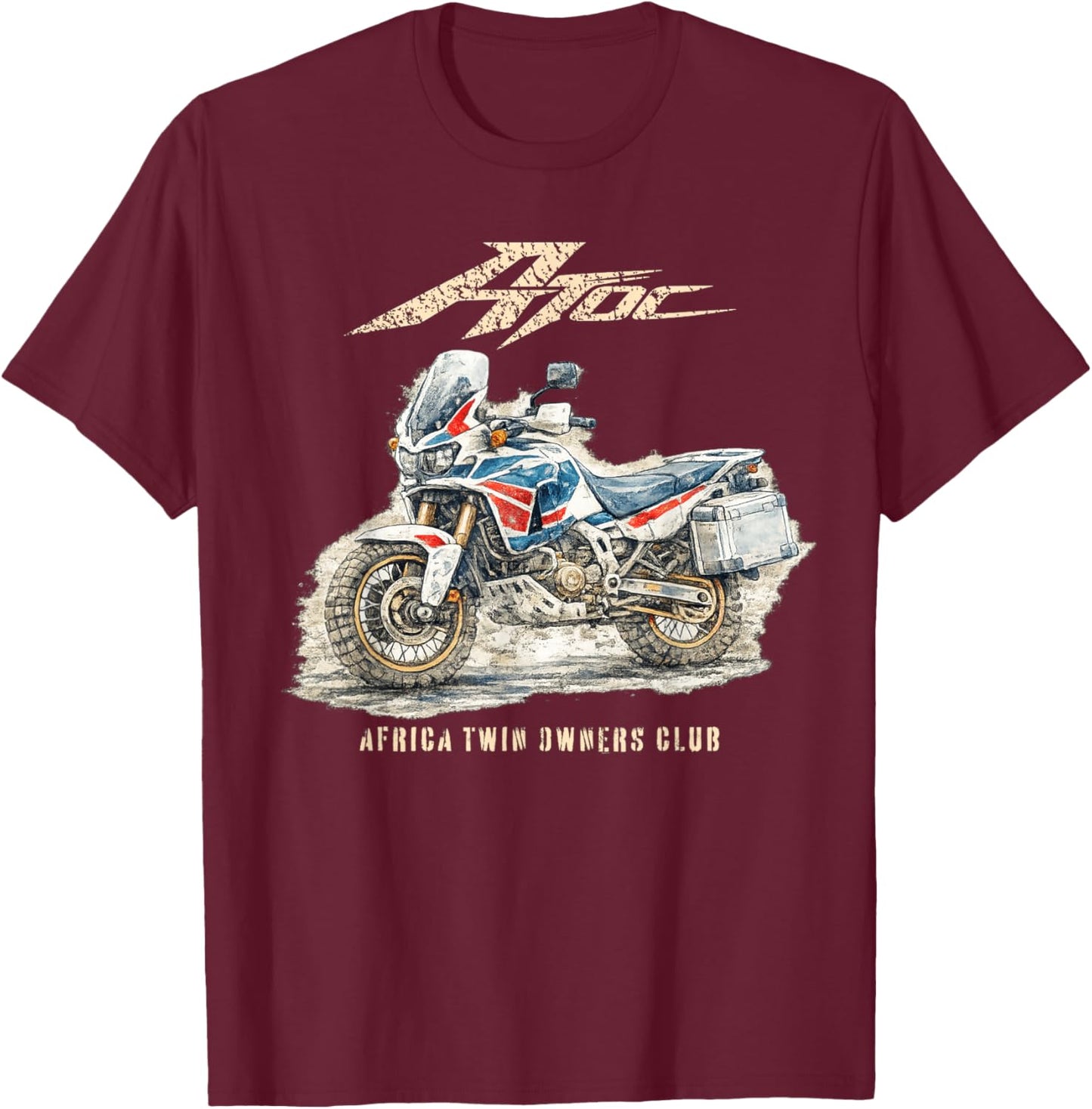Africa Twin Motorbike Owners Club T-Shirt - T-Shirt | Maroon