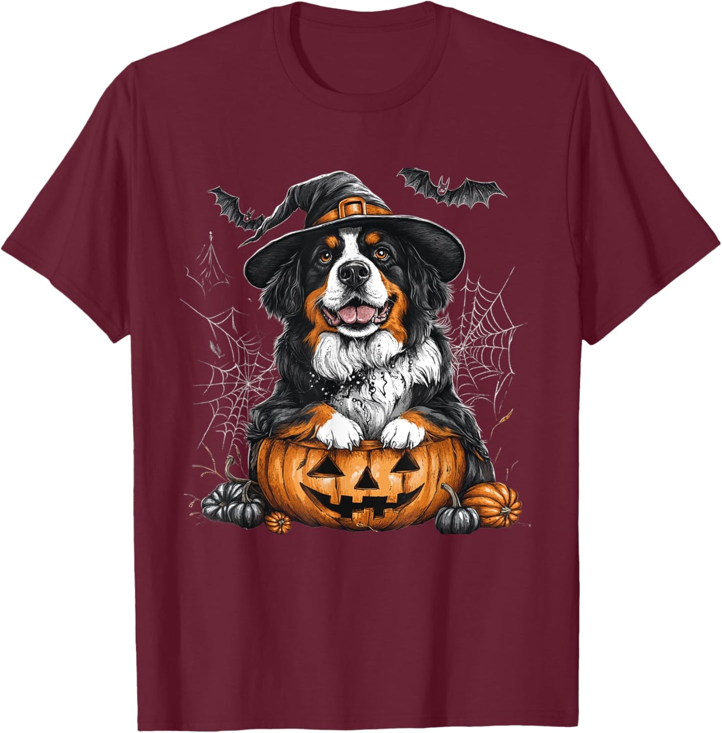 Bernese Mountain Pumpkin Halloween Thanksgiving Men Women T-Shirt - T-Shirt | Maroon