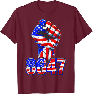 8647 86 47 Funny USA Flag Men Women T-Shirt - T-Shirt | Maroon