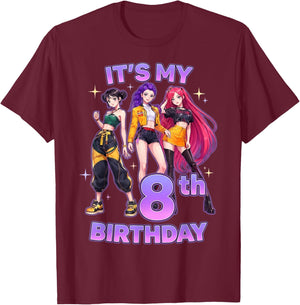 8 Years Birthday K-Pop Kids 8th Birthday Girl K-Pop T-Shirt - T-Shirt | Maroon