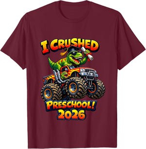 Kids I Crushed Preschool 2026 Pre-K Grad 2026 T-Shirt - T-Shirt | Maroon