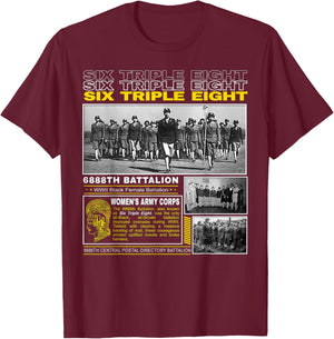 6888th Battalion Black Women’s WWII Service T-Shirt - T-Shirt | Maroon