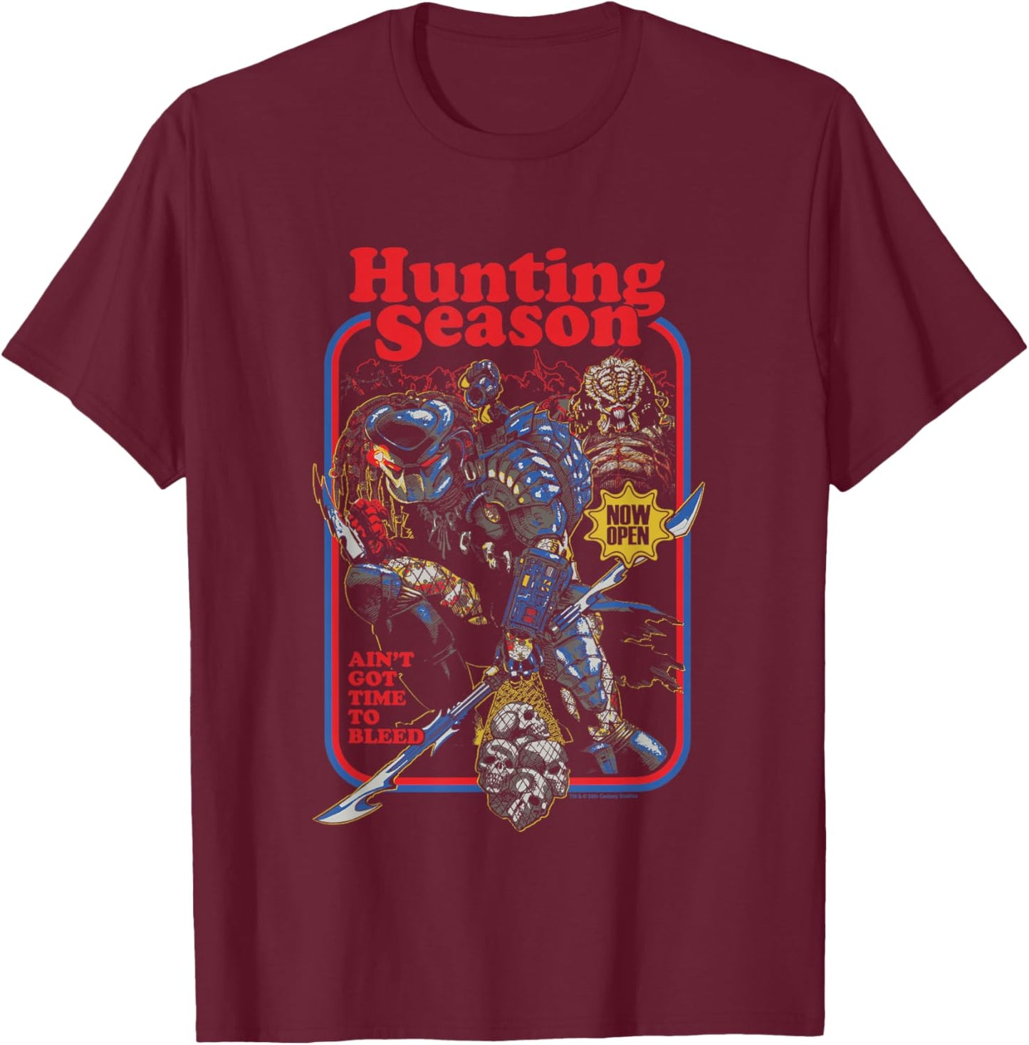 Predator Hunting Season Ain't Got Time To Bleed Retro Poster T-Shirt - T-Shirt | Maroon