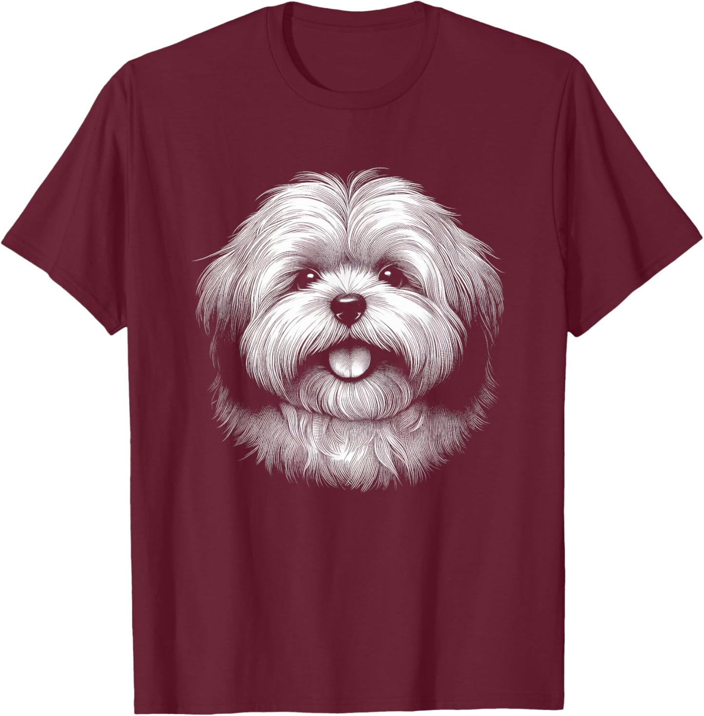 Lhasa Apso Dog Face Art Design and Men T-Shirt - T-Shirt | Maroon