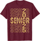 Senior 2025 Class of 2025 Graduate Gold Black Senior Mom T-Shirt - T-Shirt | Maroon