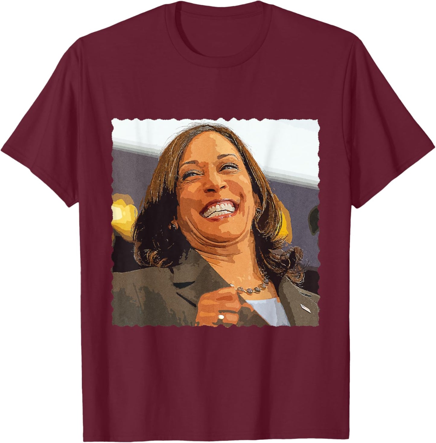 Cackling Kamala Harris Laughing T-Shirt - T-Shirt | Maroon