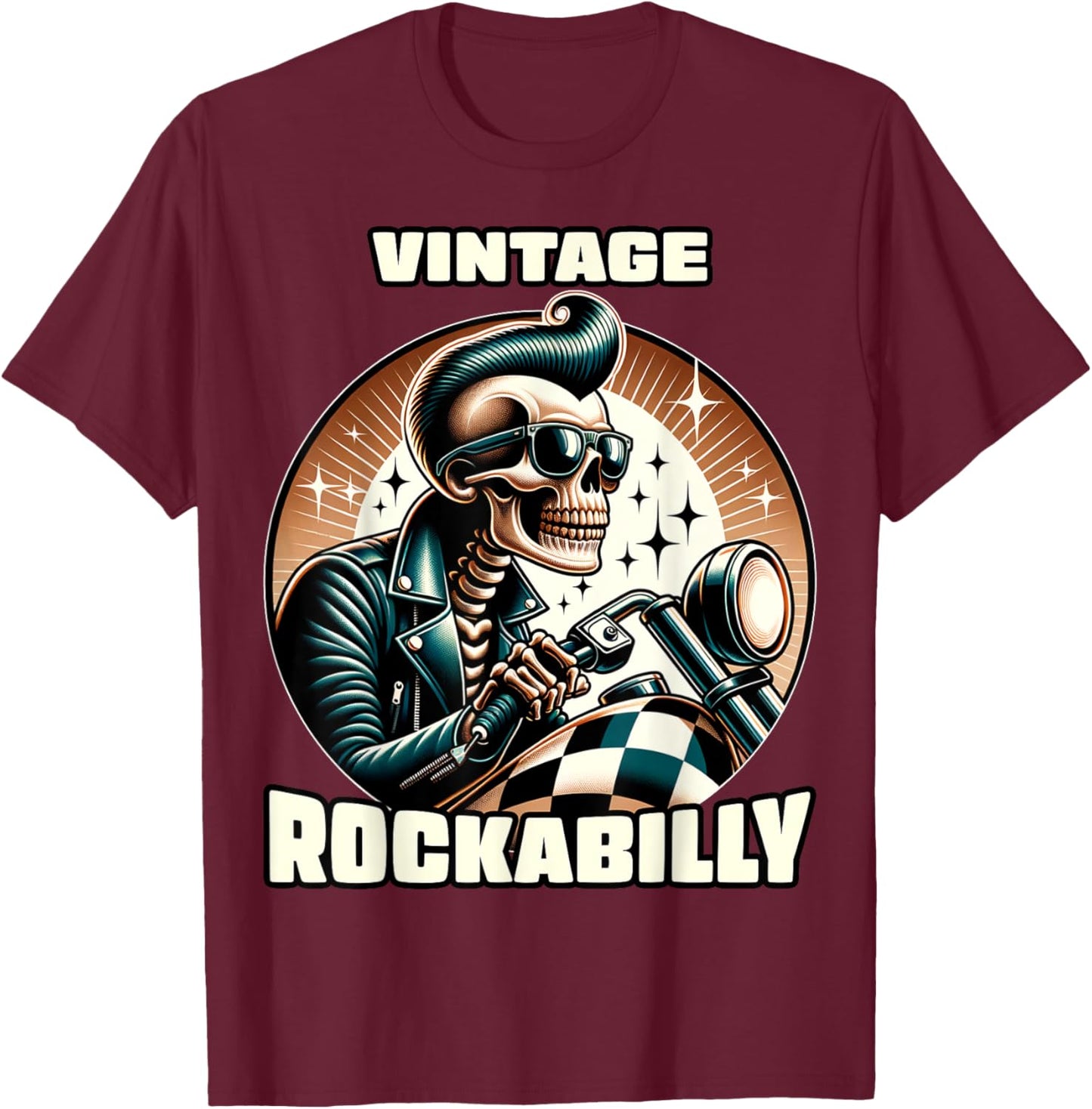 Vintage Rockabilly 50s Sock Hop Dance Doo Wop 1950s Art T-Shirt - T-Shirt | Maroon