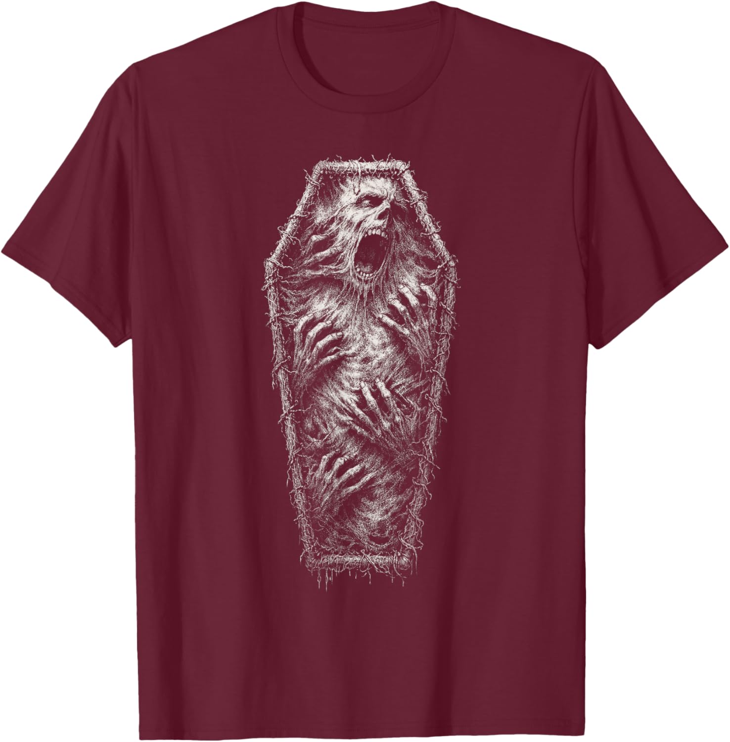 Horror Coffin Grave Goth Alt Alternative Grunge Dark Emo Art T-Shirt - T-Shirt | Maroon