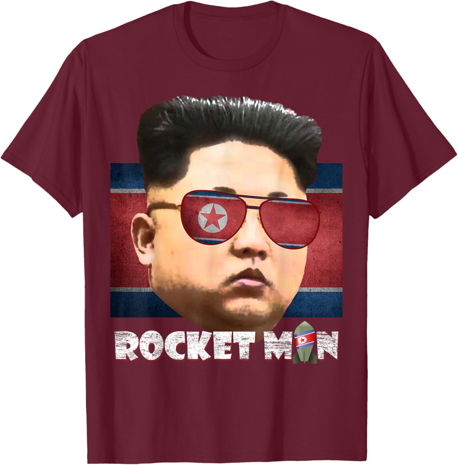 Cool Rocket Man Kim Jong-Un T-Shirt - T-Shirt | Maroon