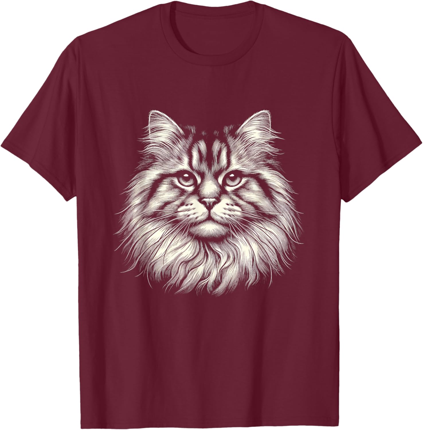 Vintage Siberian Cat Face Graphic Art Design Men Women T-Shirt - T-Shirt | Maroon